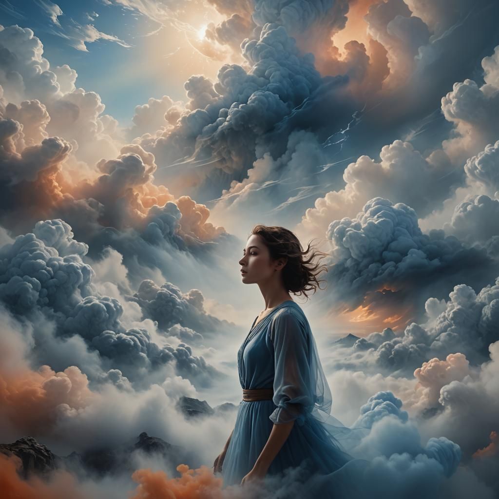 Dreamlike Face Emerges from Surreal Cloudscape