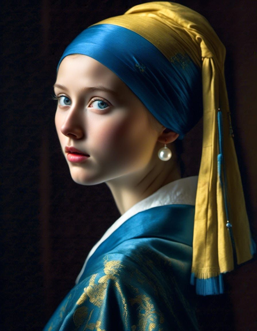 Girl with Pearl Earring in Digital Portrait