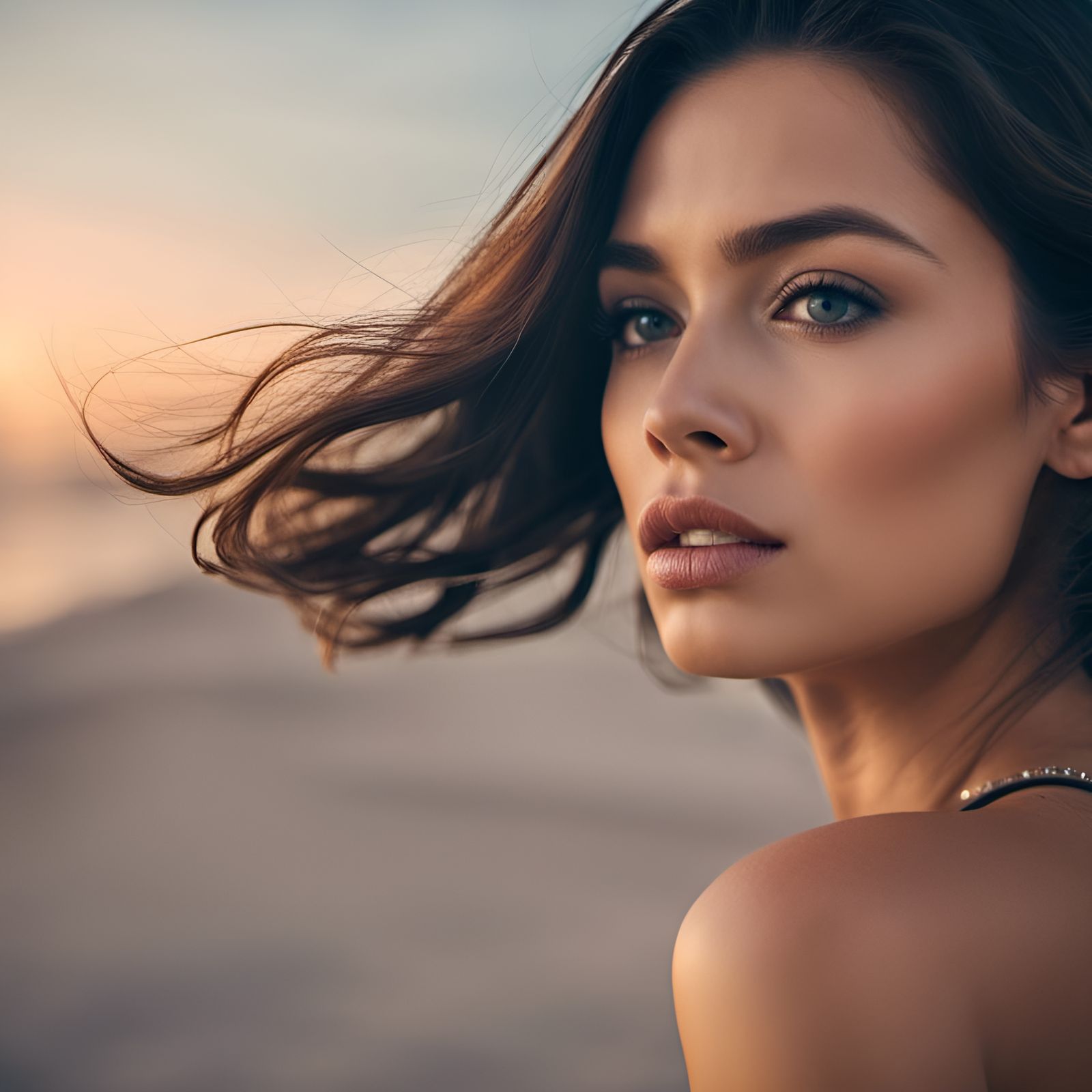 Beautiful Woman Portrait at the Beach