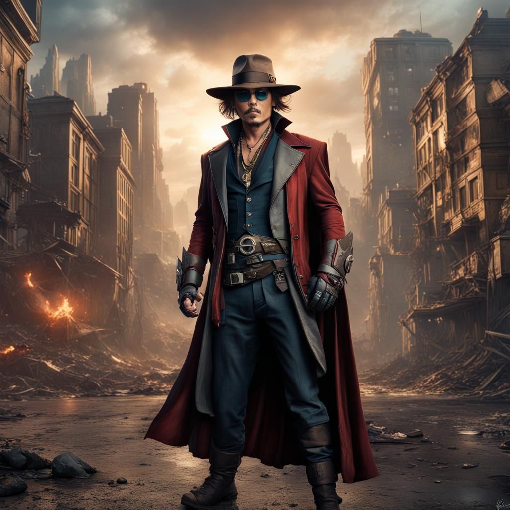 Johnny Depp as Superhero: Detailed Matte Painting