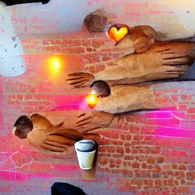 Men Holding Hands in Vegan Coffee Shop
