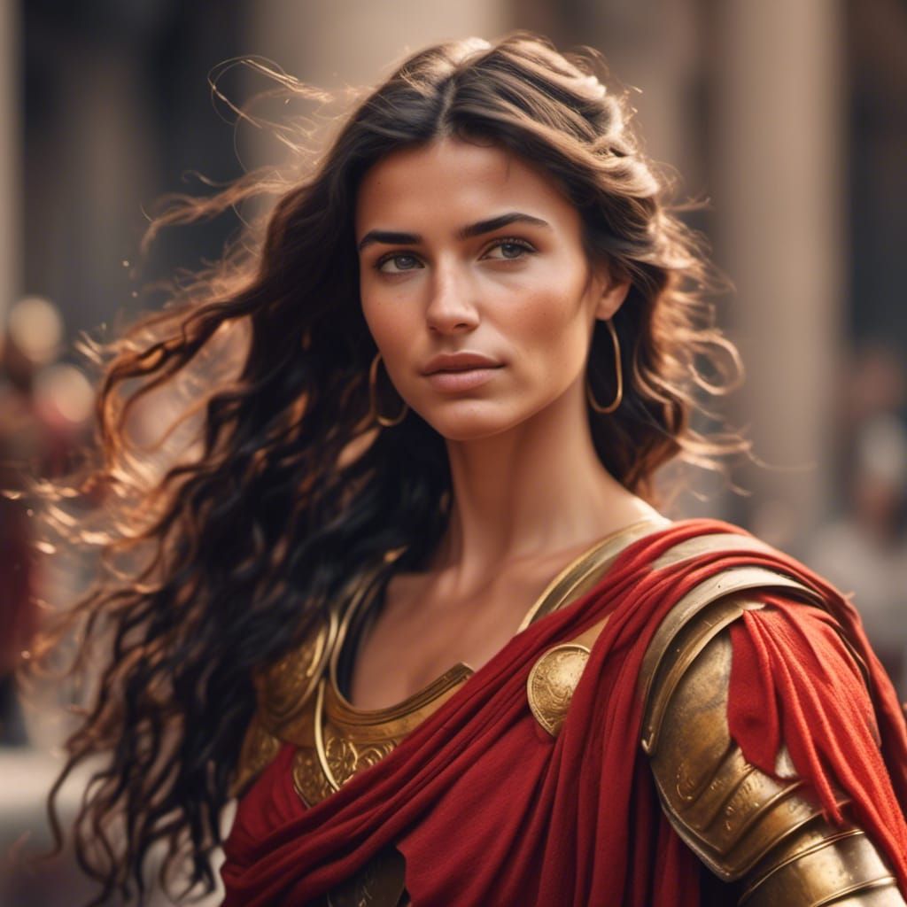 Female Roman Soldier with Golden Chest Plate