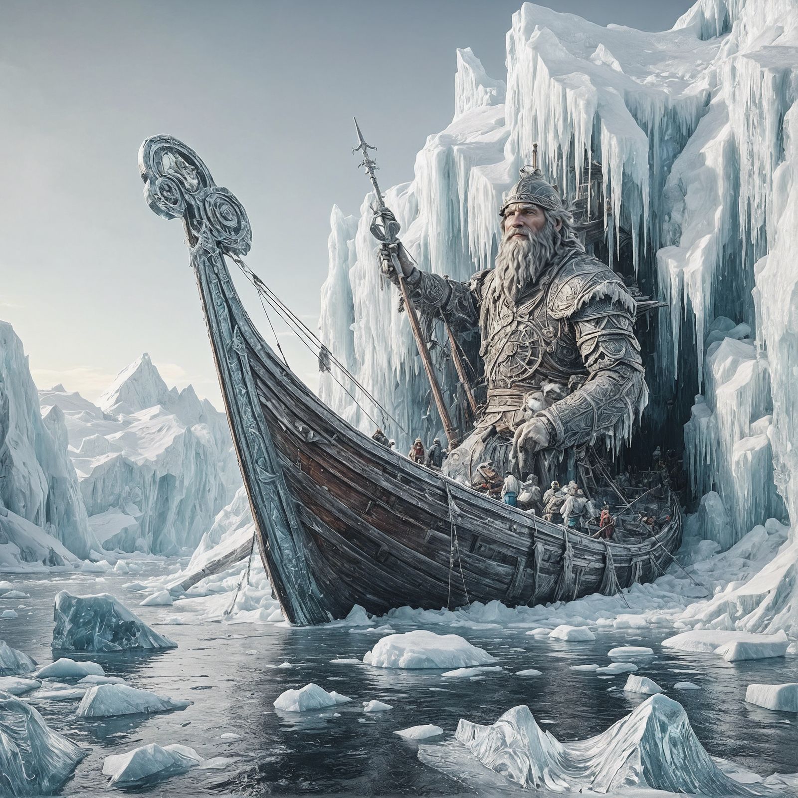 Frozen Giant in Arctic Ice: Hyperrealistic Concept Art
