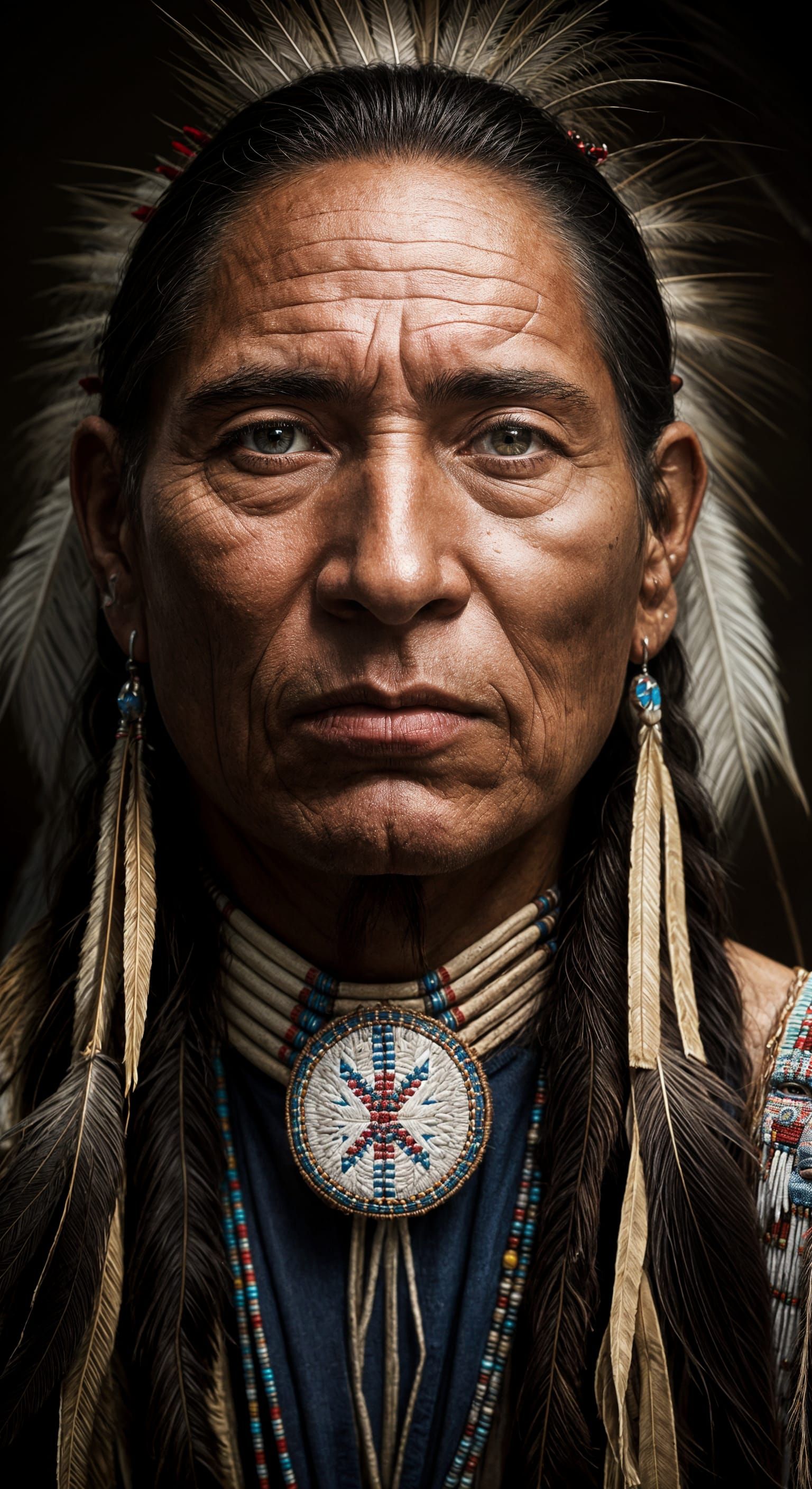 Proud Native American Elder in Traditional Regalia