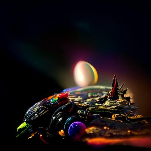 Spaceship Assaulting Planet in Colorful Digital Art