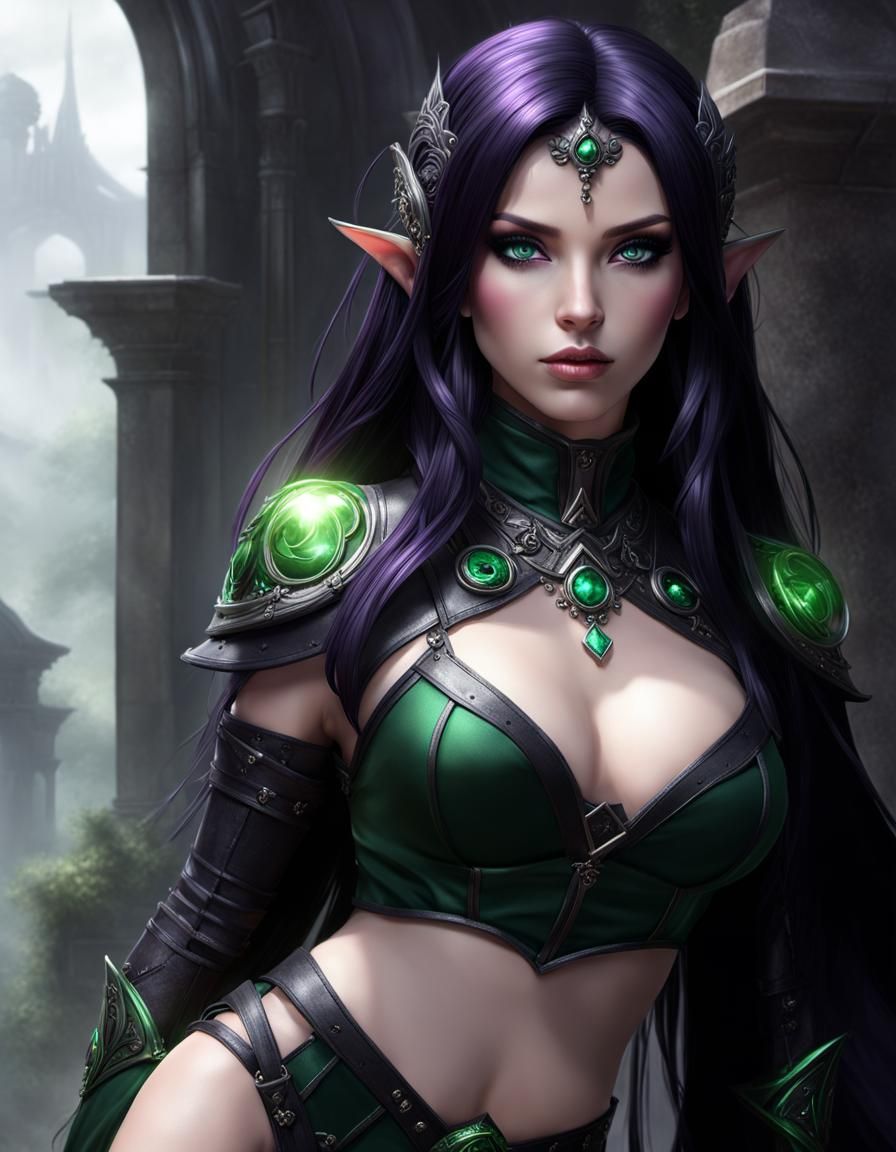 Cute Goth Battle Mage Portrait in Ethereal Style