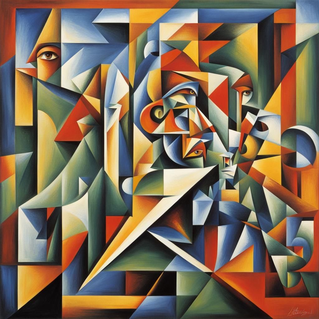 Abstract Cubism with Imperfect Geometric Forms