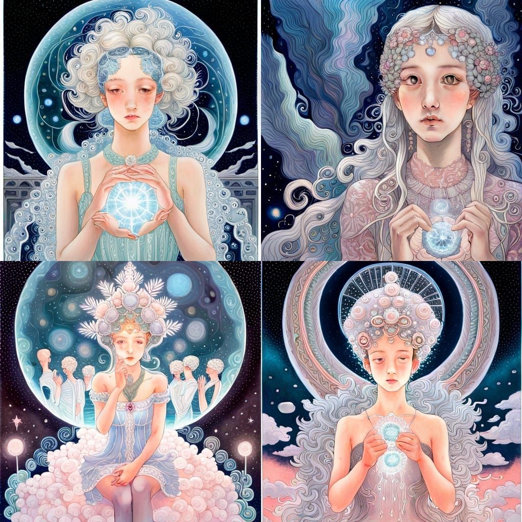 Surreal Tarot Card Painting in Art Deco Style