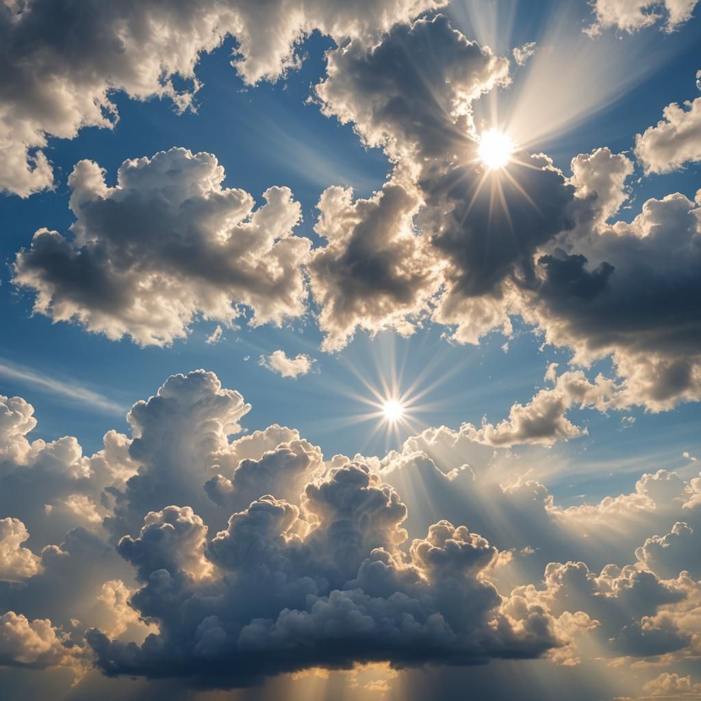 Ethereal Cloud Convergence: Divine Sunshine