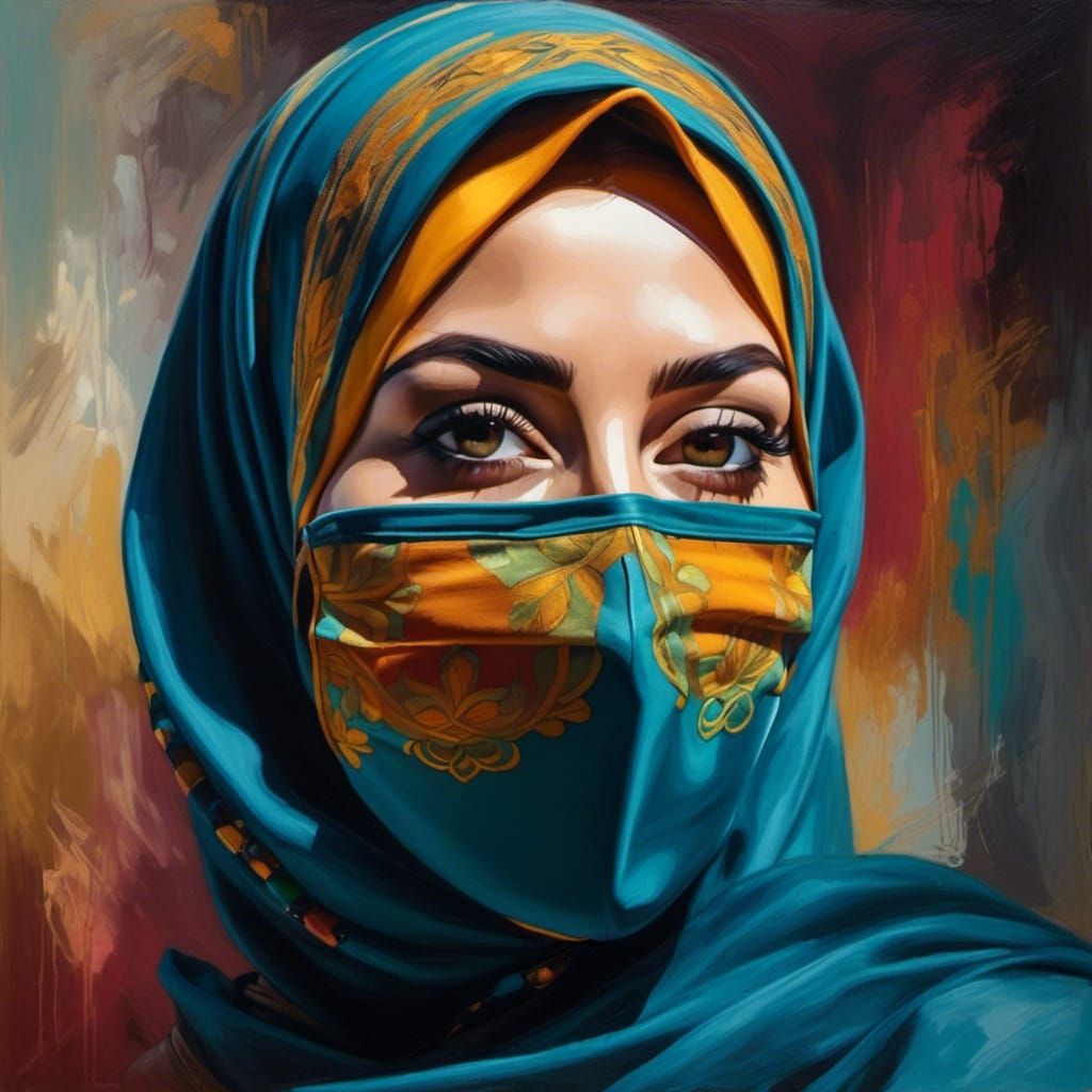 Hyperrealistic Hijab Portrait in Oil Painting Style