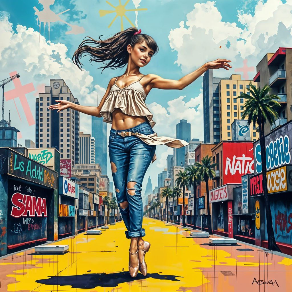 Graffiti Art: Little Ballerina in Polychromatic Style