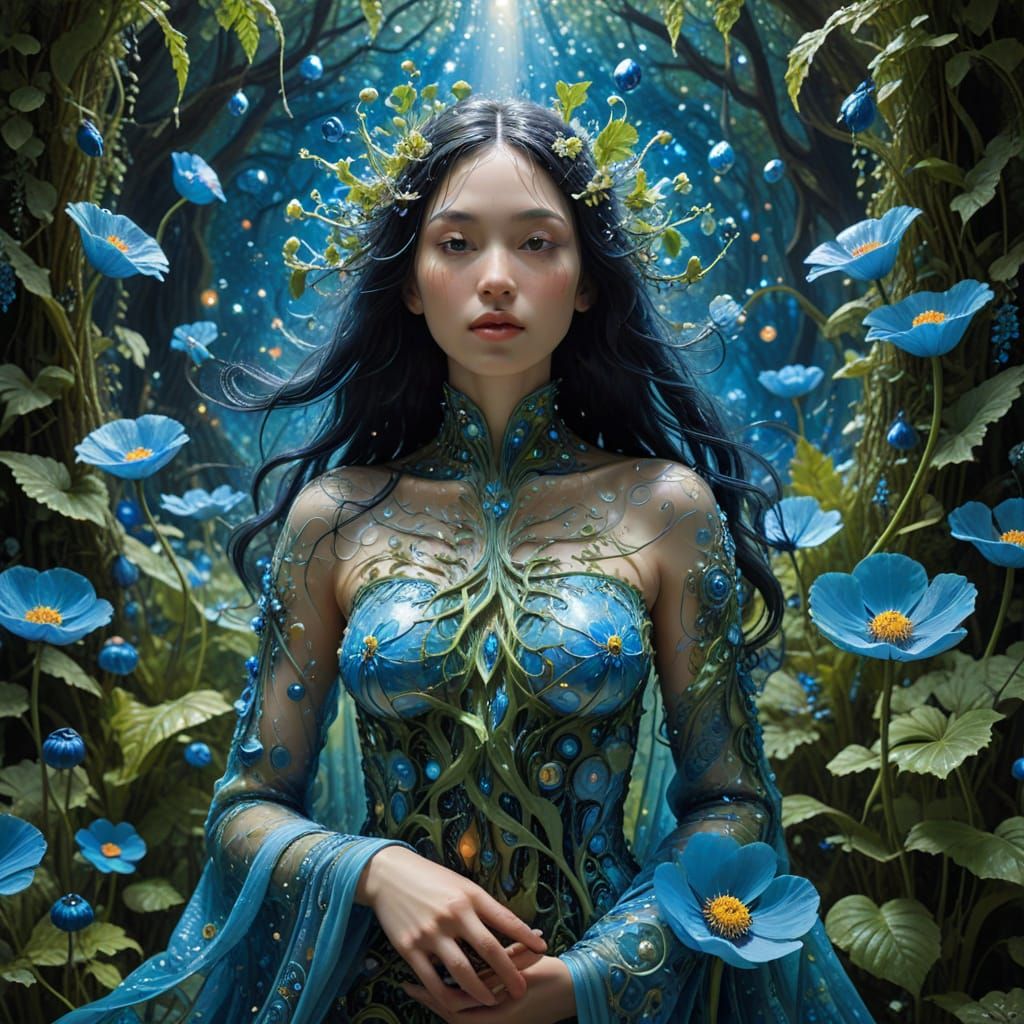 Ethereal Fantasy Realm in Vibrant Colors and Whimsical Patte...