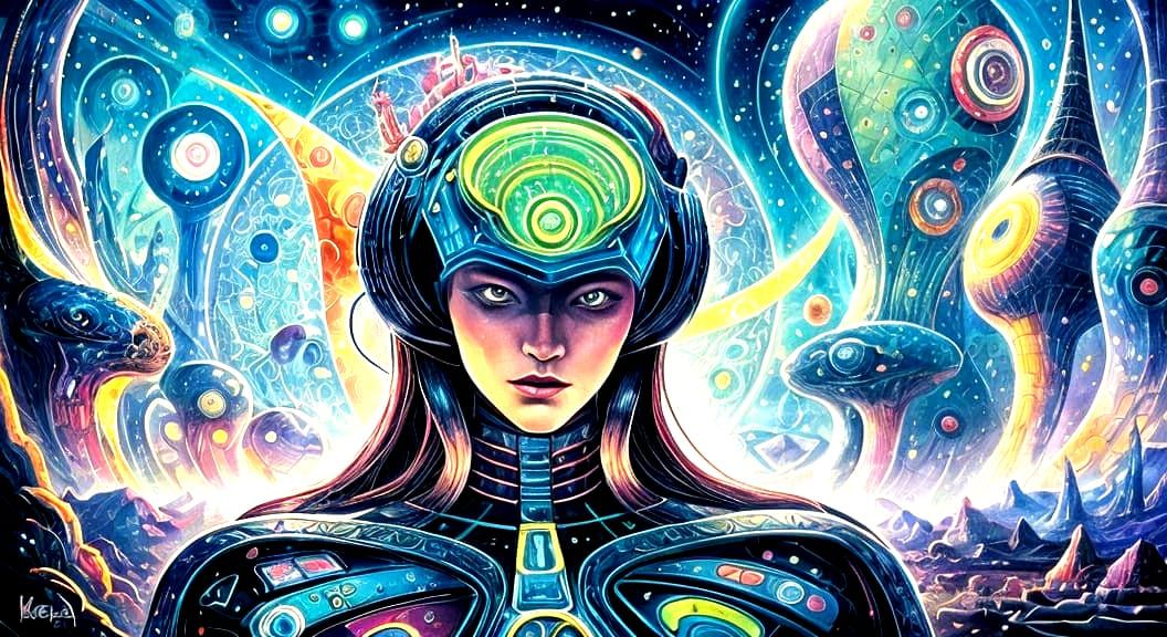 Abstract Geometric Landscape in Futuristic Style