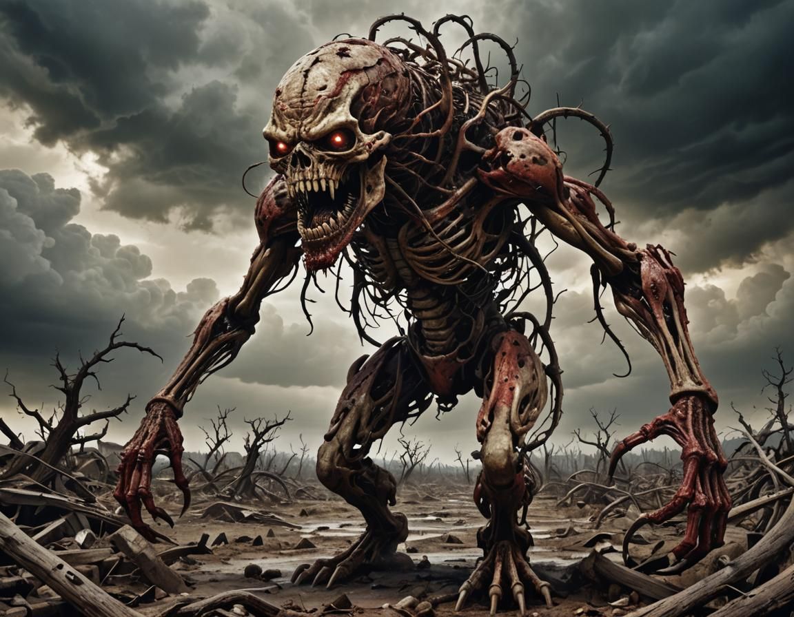 Crawling Abomination in Post-Apocalyptic Wasteland