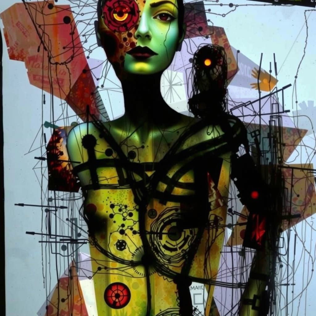 Woman in Geometric Abstract Beauty