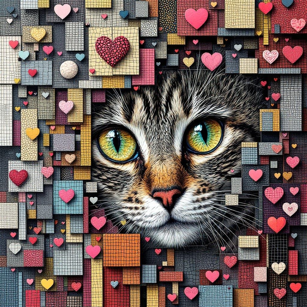 Pop Art Abstractions of Love and Feline Connection