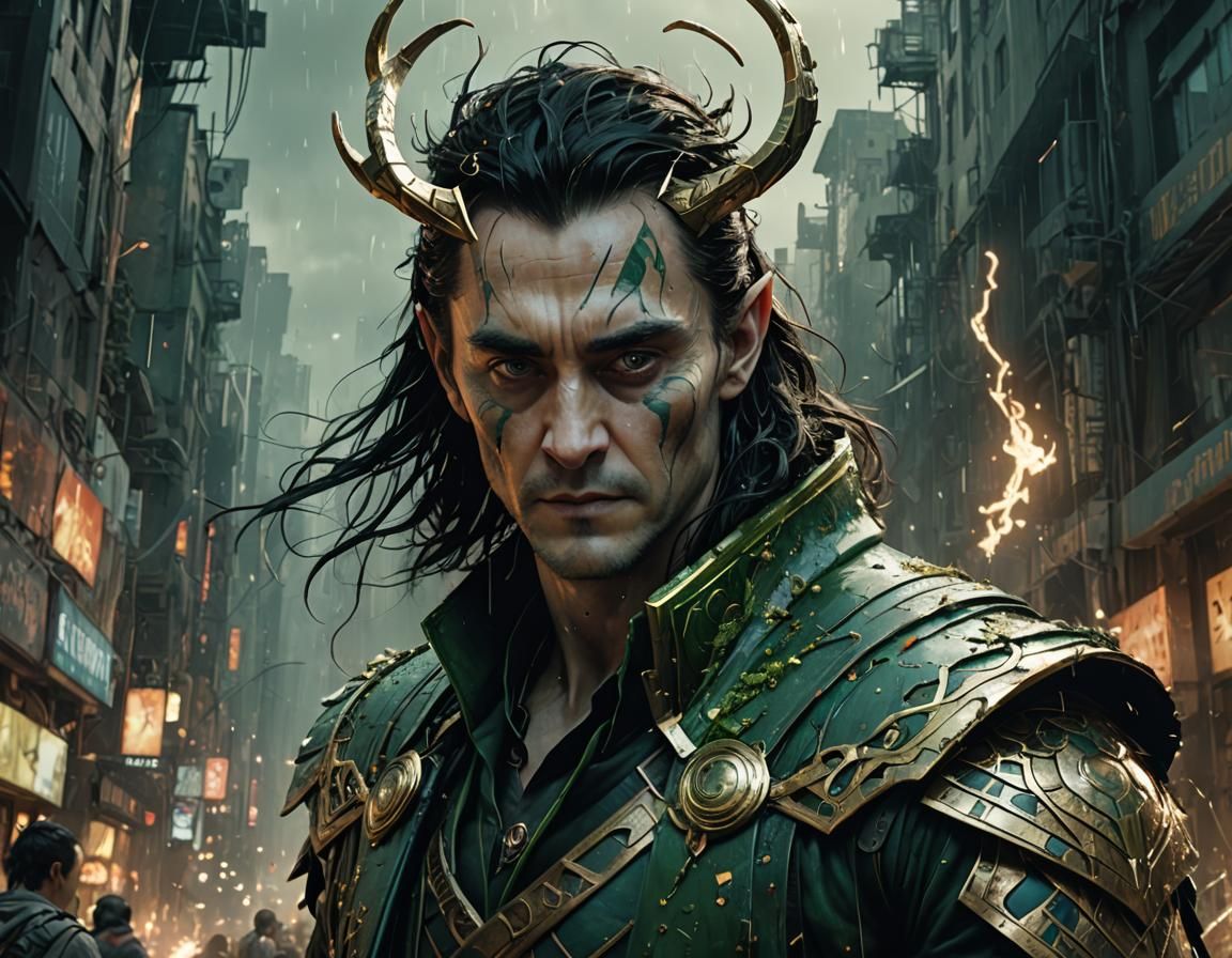 Loki from the Twilight of the Gods in Vivid, Hyper-Realistic...