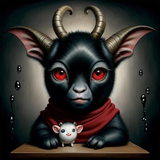 Cute Surreal Goat Creature in Botero Style