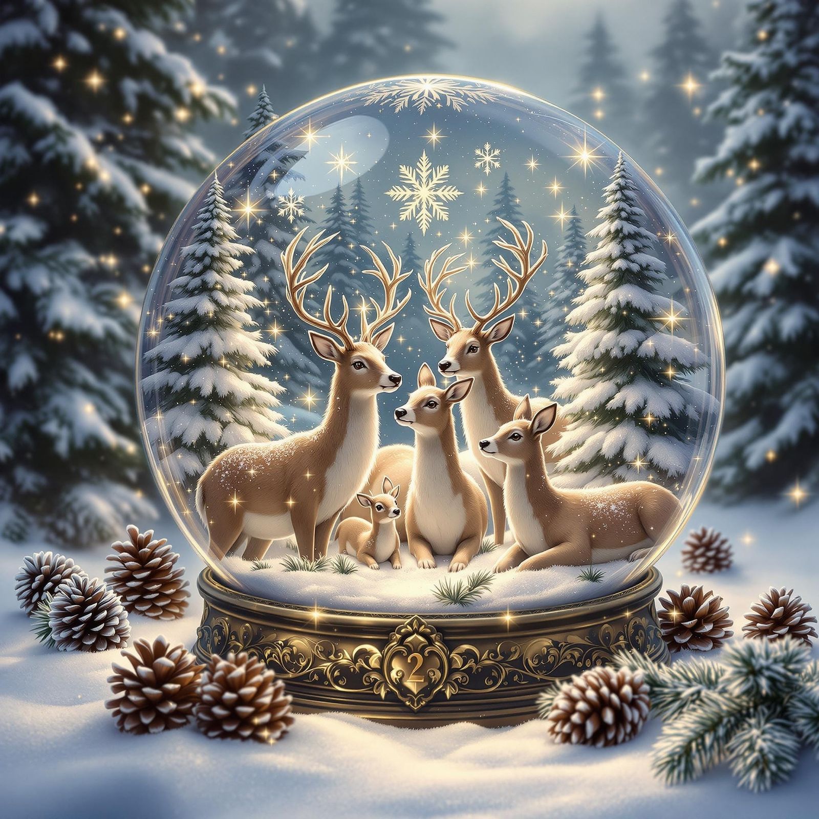 Serene Winter Wonderland Scene in Crystal Ball
