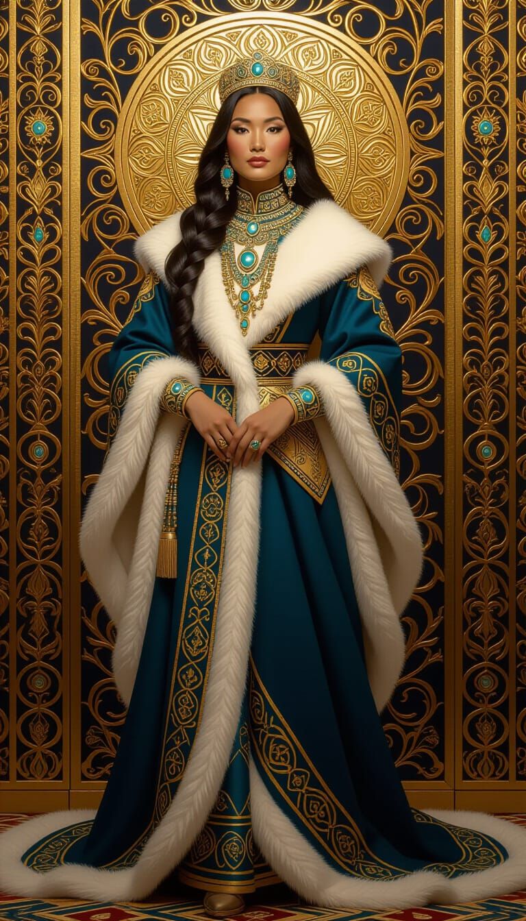 Inuit Queen Portrait in Art Nouveau Style