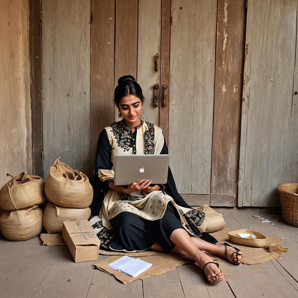 Anime Style University Student Surrounded by Grain