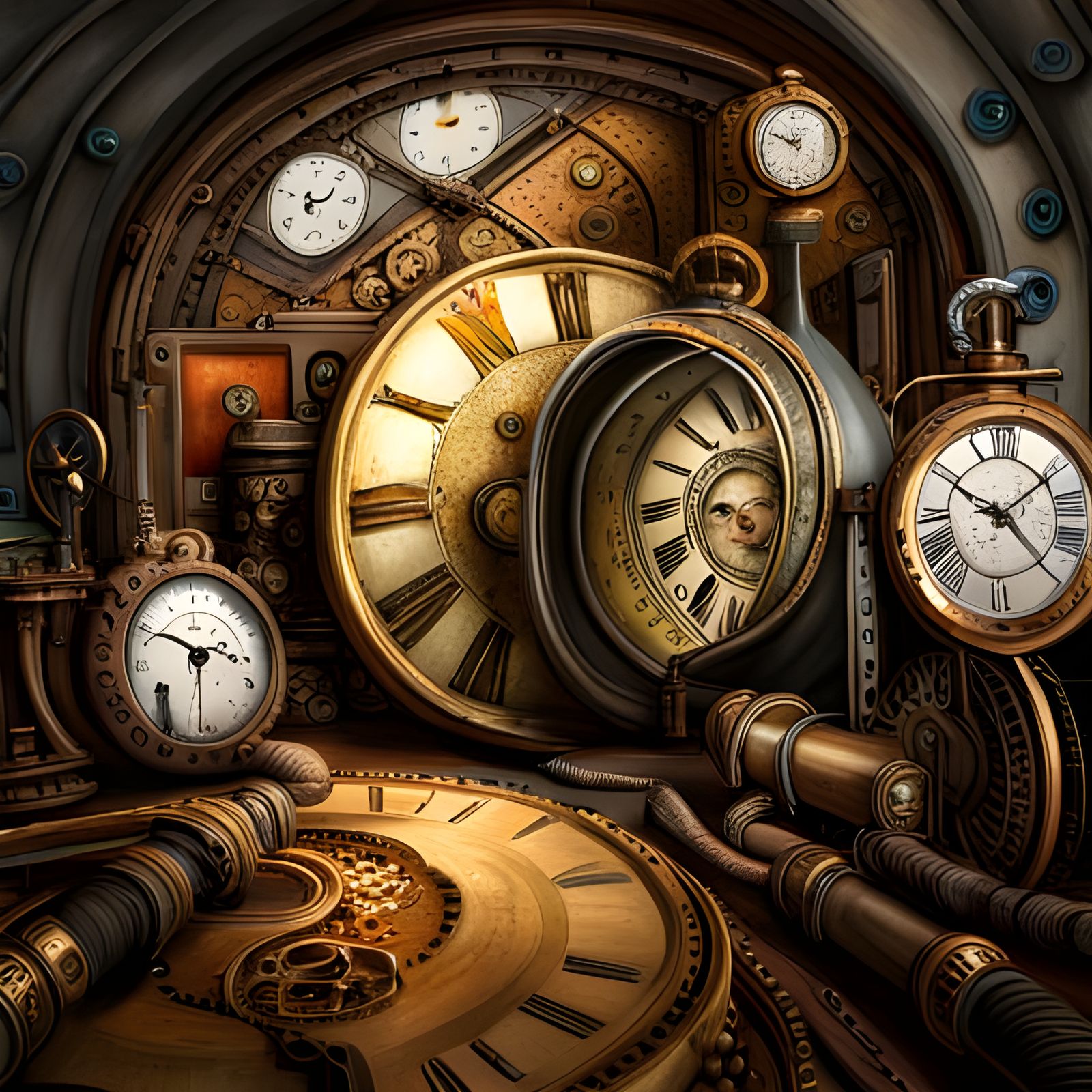 Steampunk Time Machine with Intricate Clockwork