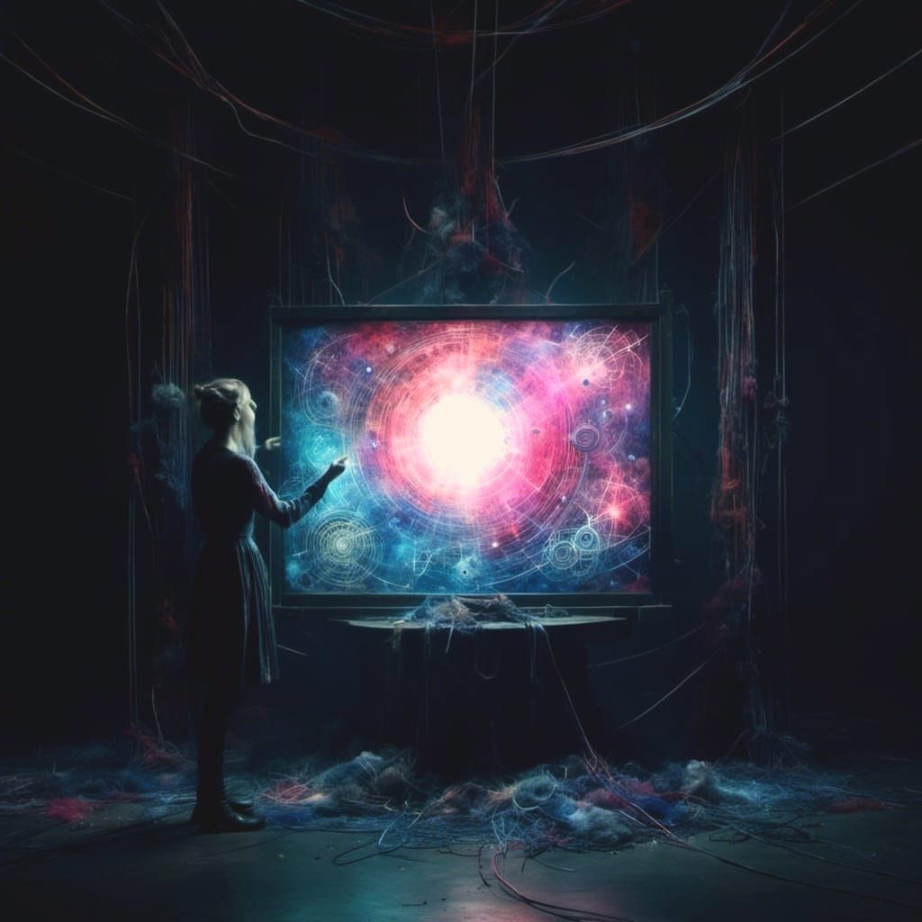 Surreal Television with Magic Portal, Abstract Style