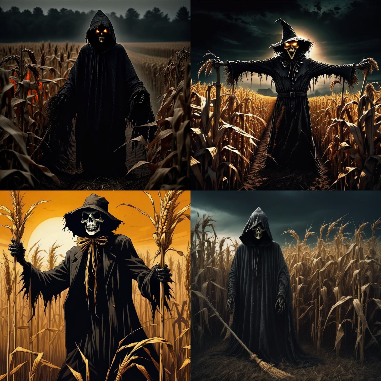 Creepy Scarecrow Morphs into Grim Reaper
