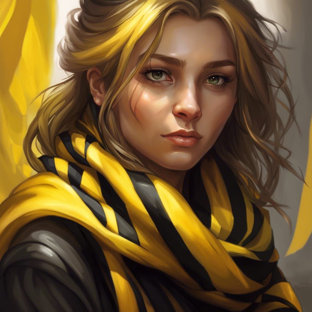 Hufflepuff Girl Portrait in Art Nouveau Style