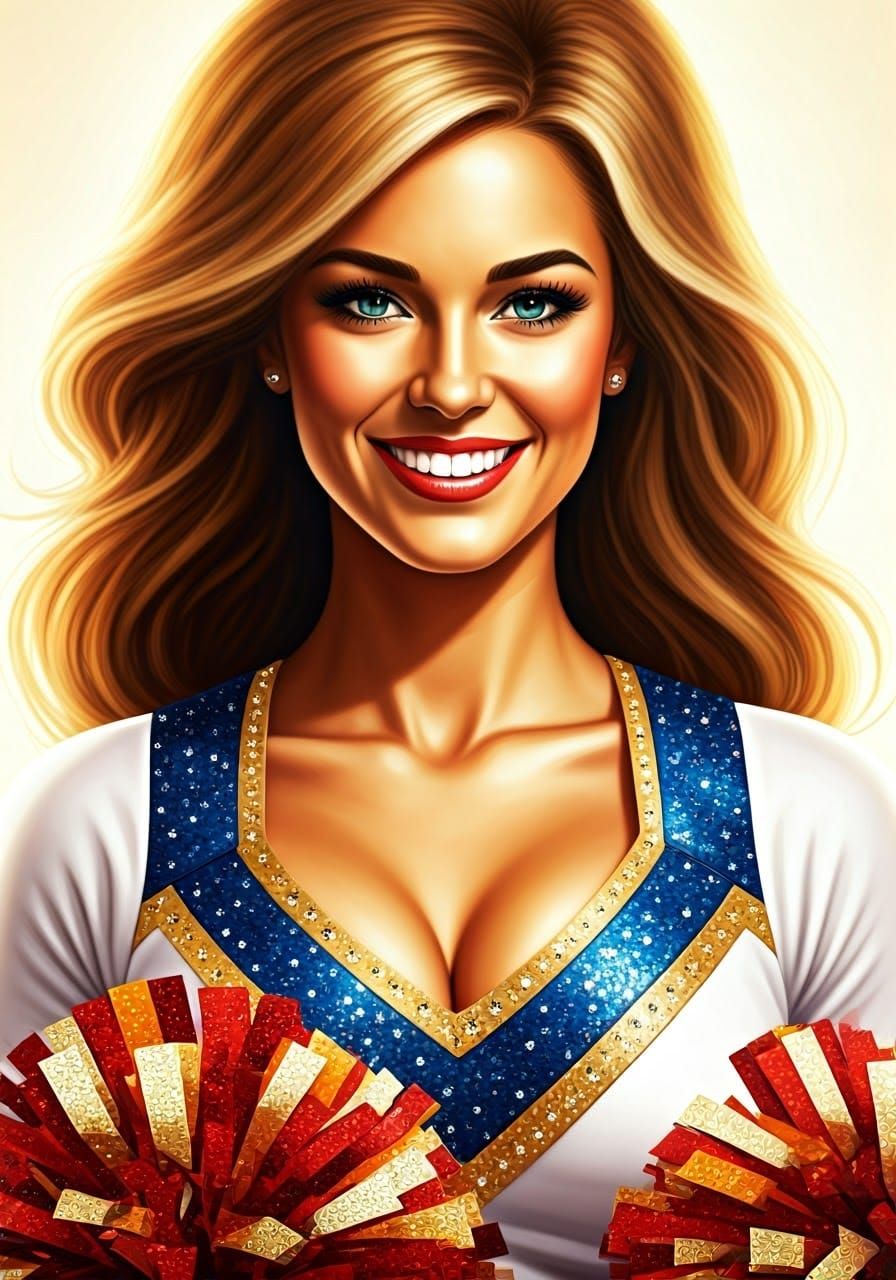 Glowing Cheerleader in Whimsical Sportswear