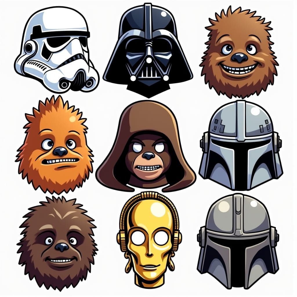 Vibrant Star Wars Cartoon Portraits in Whimsical Style