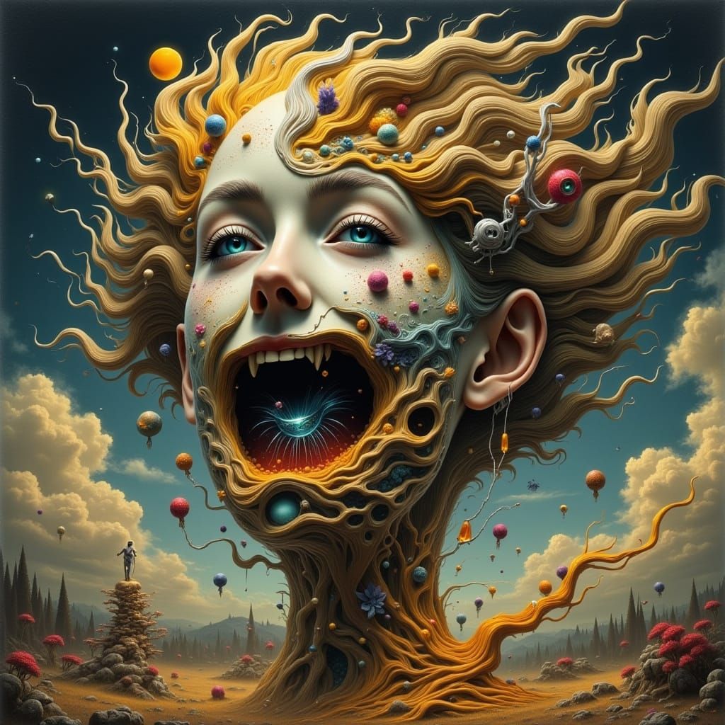 <lora:Flux Hyperreal:1.0> Dalí-inspired Surrealist dreamscap...