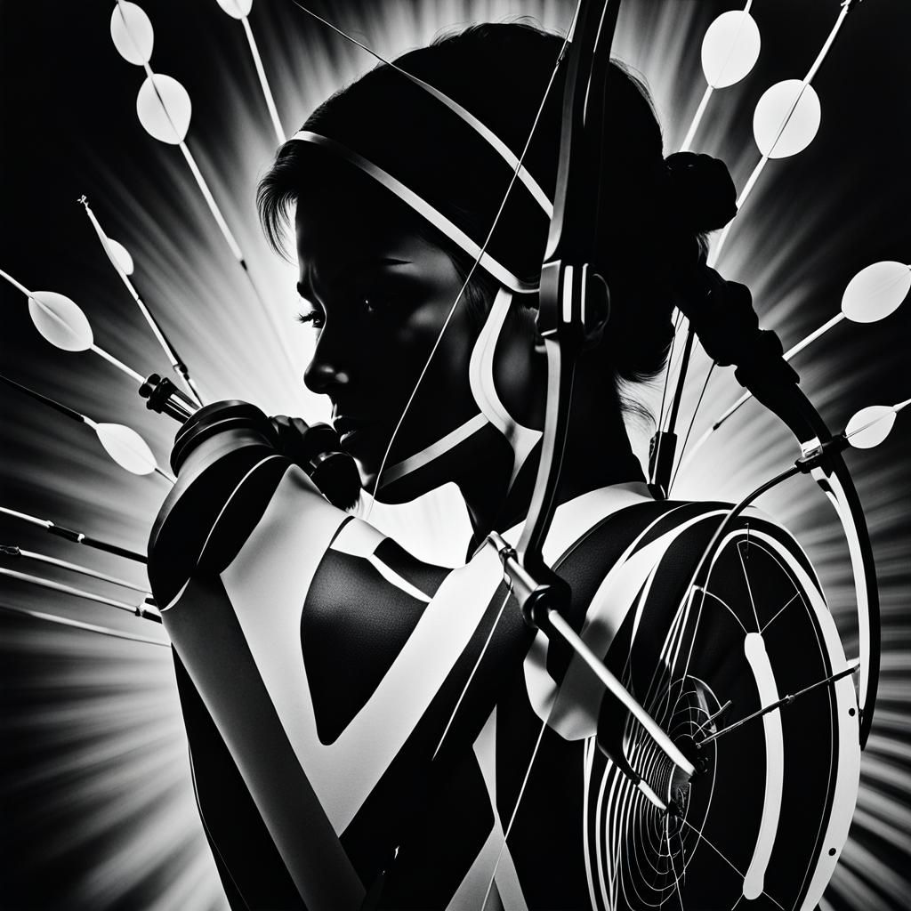 Abstract Archer in Black and White Photogram