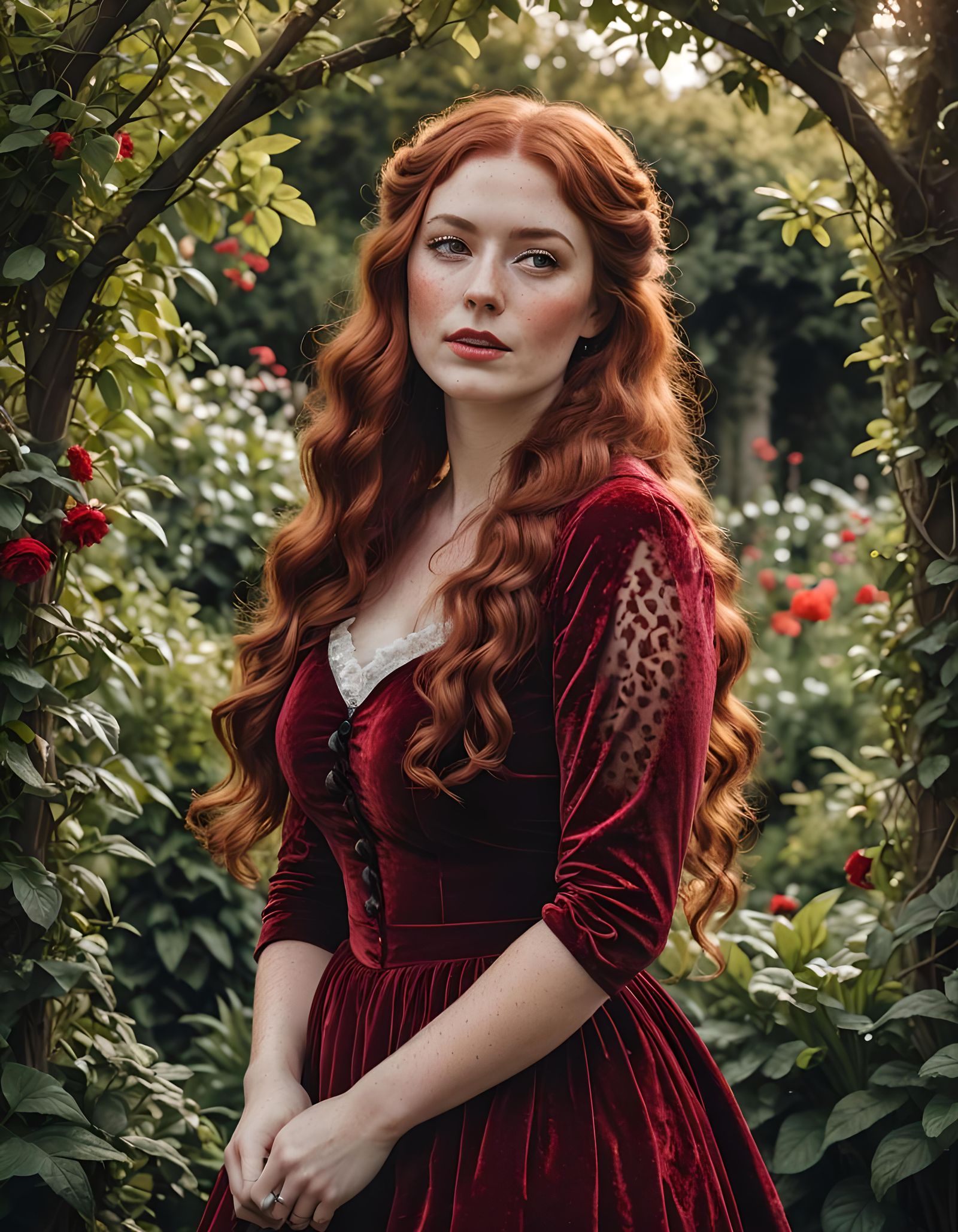 Very Beautiful playful curvy young Victorian woman with long...