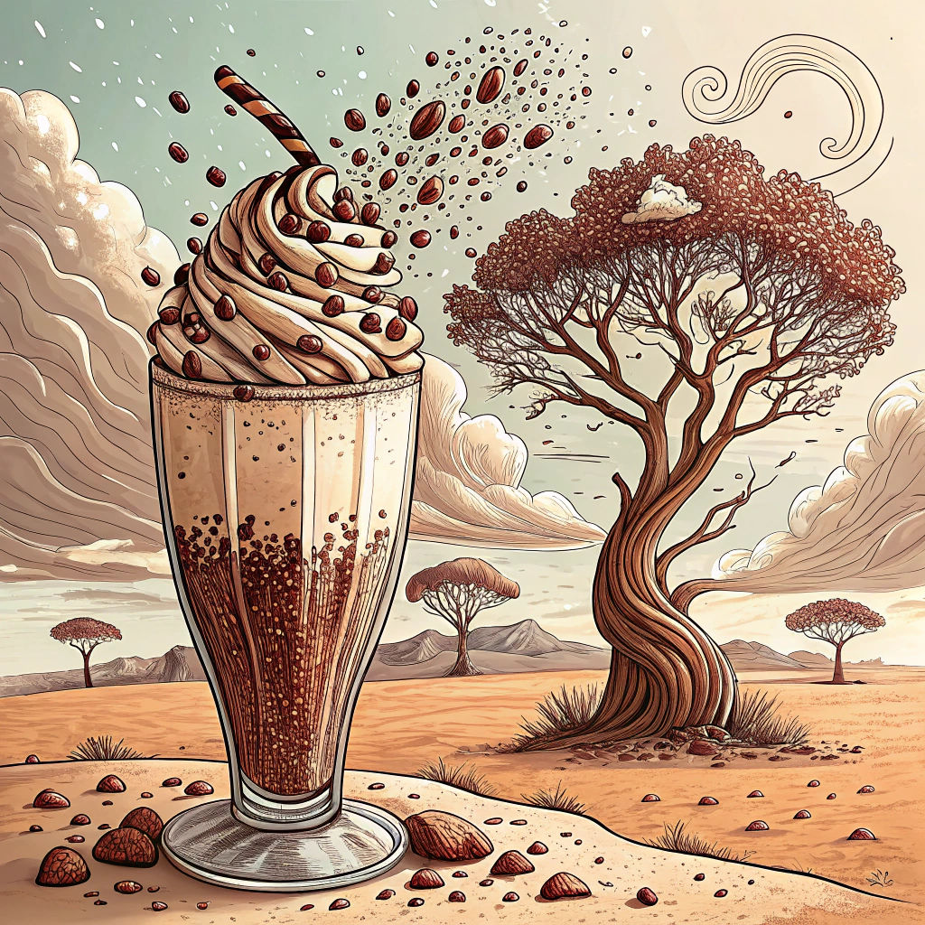 Desert Milkshake: Abstract Cartoon in Alcohol Ink