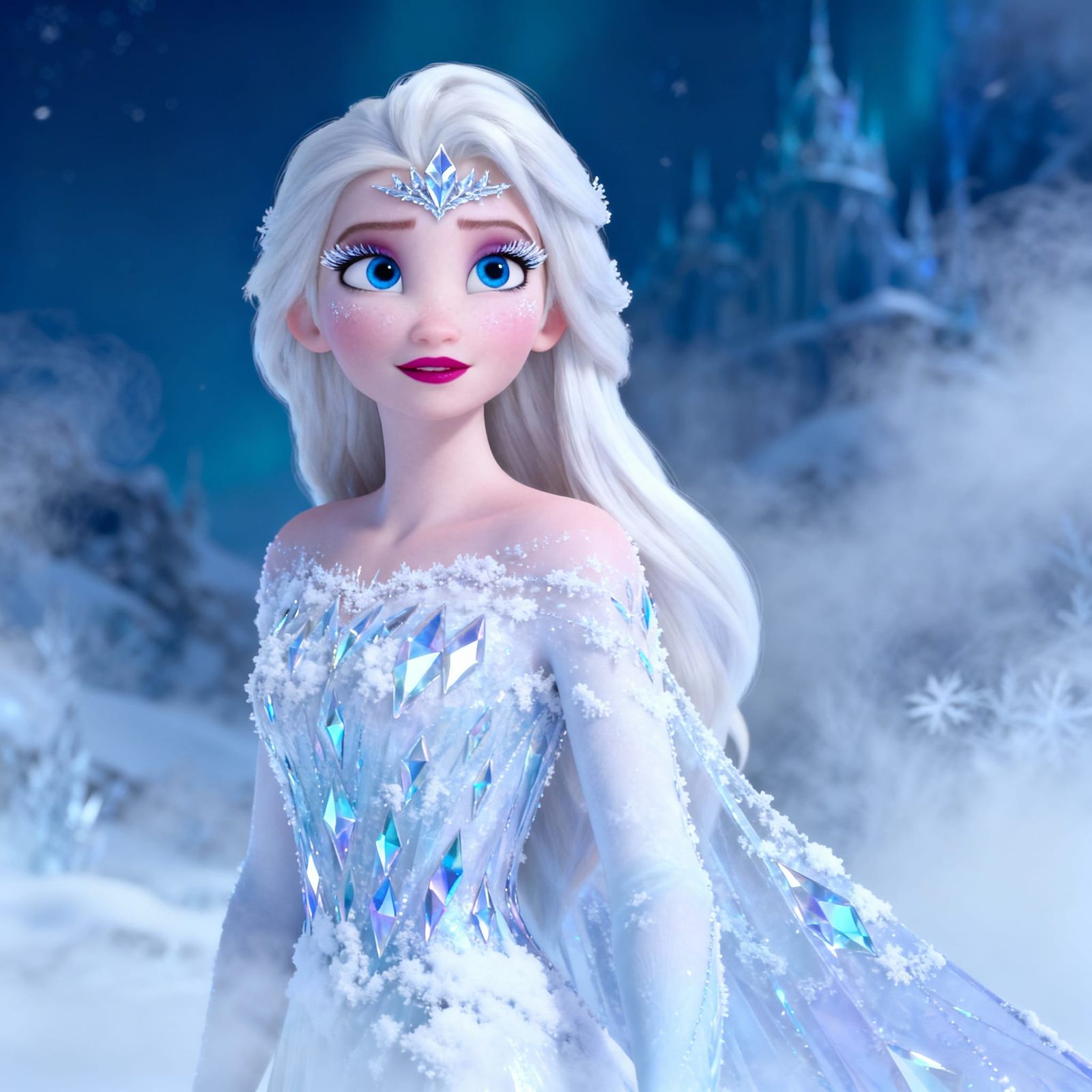 Ethereal Ice Princess in Disney Animation Style