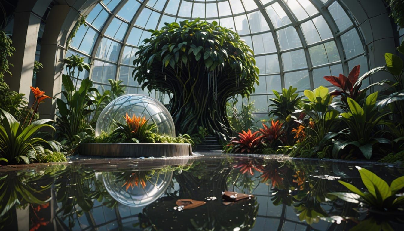 Melting Chrome Queen in Lush Skyscraper Garden