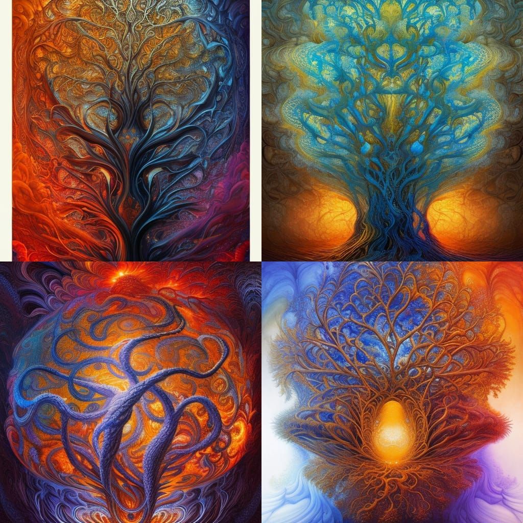 Fiery Tree of Life: Digital Art by Android Jones