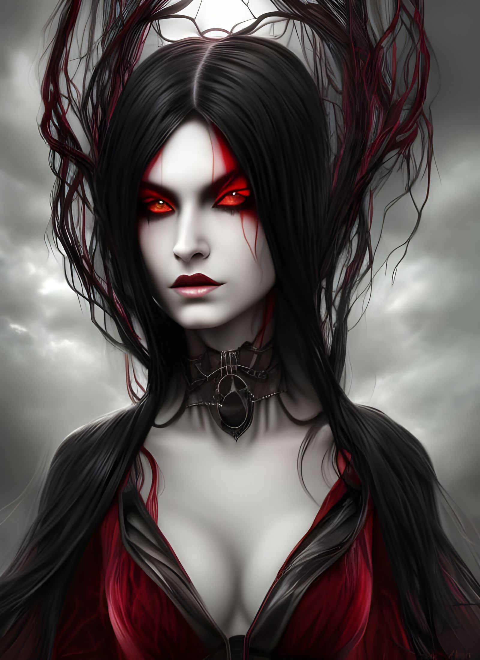 Sinister Gothic Goddess in Hyper-Realistic Digital Art