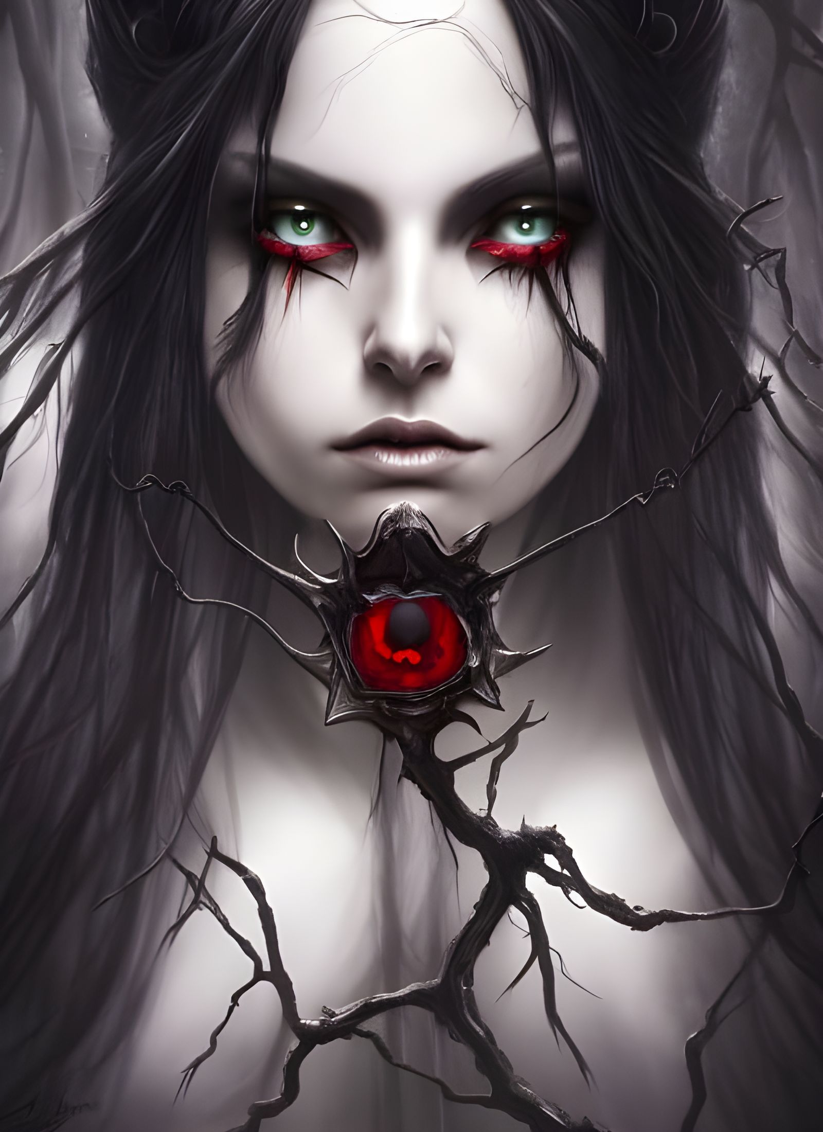 Sinister Gothic Goddess in Hyper-Realistic Digital Art