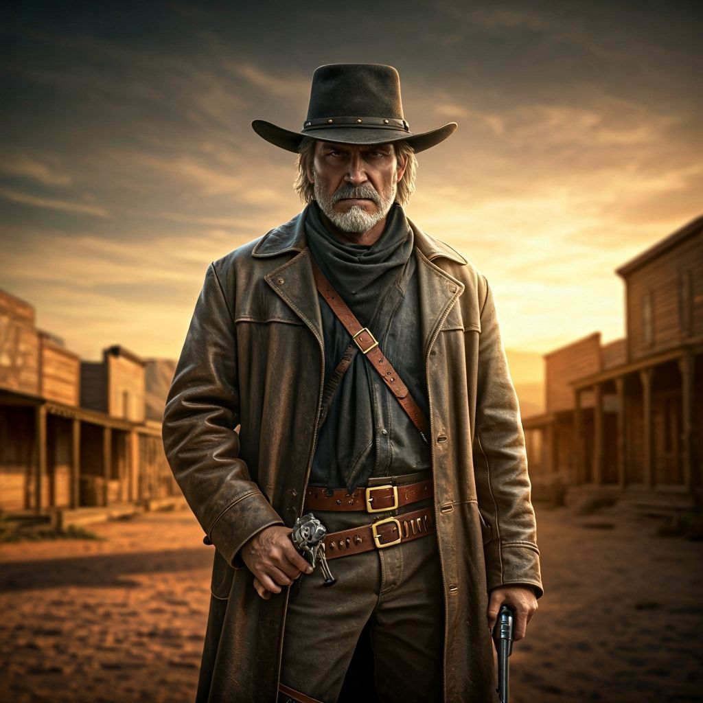 Wild West Gunslinger at Dramatic Sunset