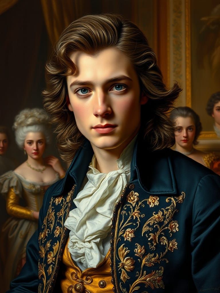 Louis XVI Oil Painting with Thick Brushstrokes