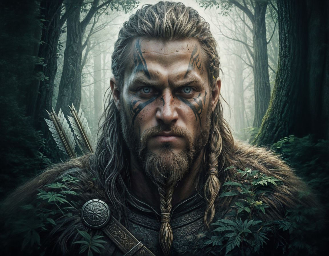 Viking Warrior Double Exposure Art: Forest Integration