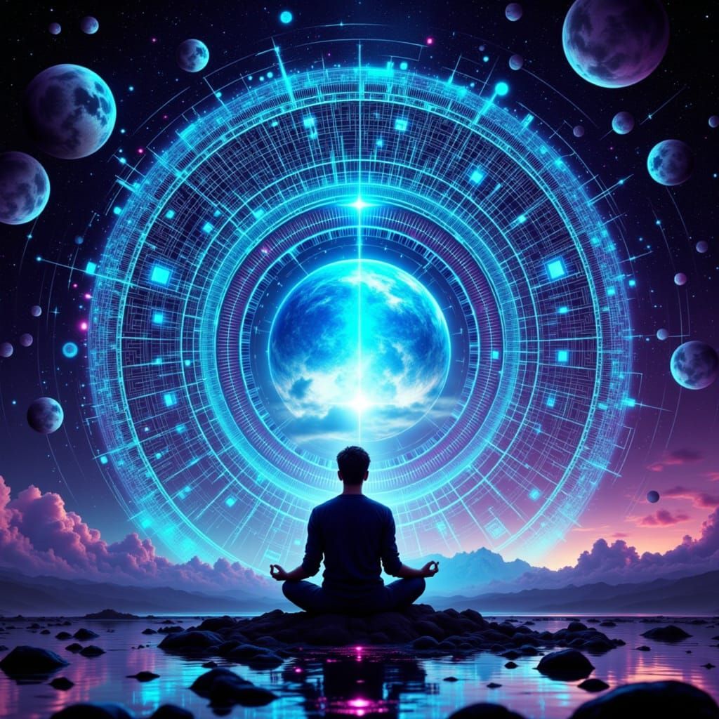 A Futuristic Oasis of Calm in Neon-Lit Cyberpunk