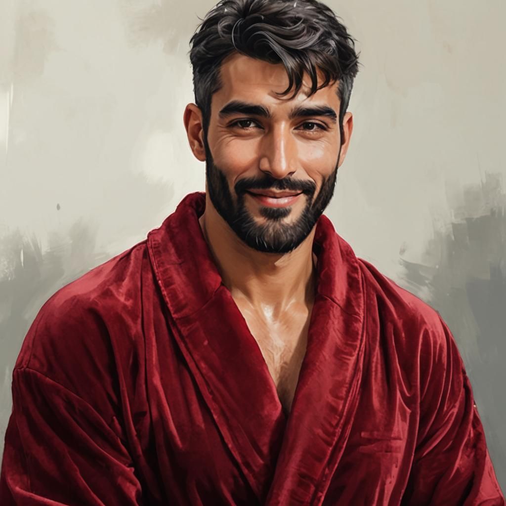 Man in Red Velvet Robe, Alcohol Ink Style