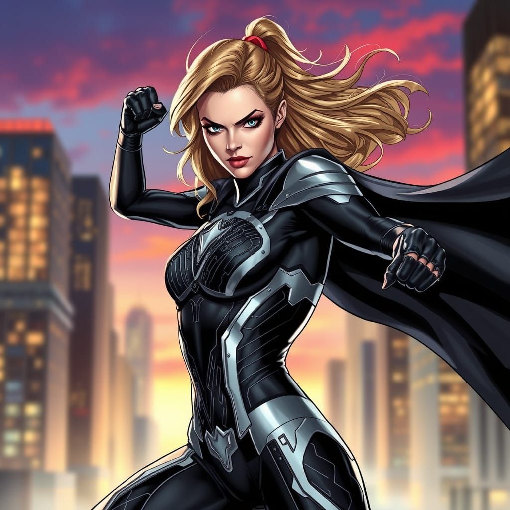 Futuristic Female Superhero in Motion