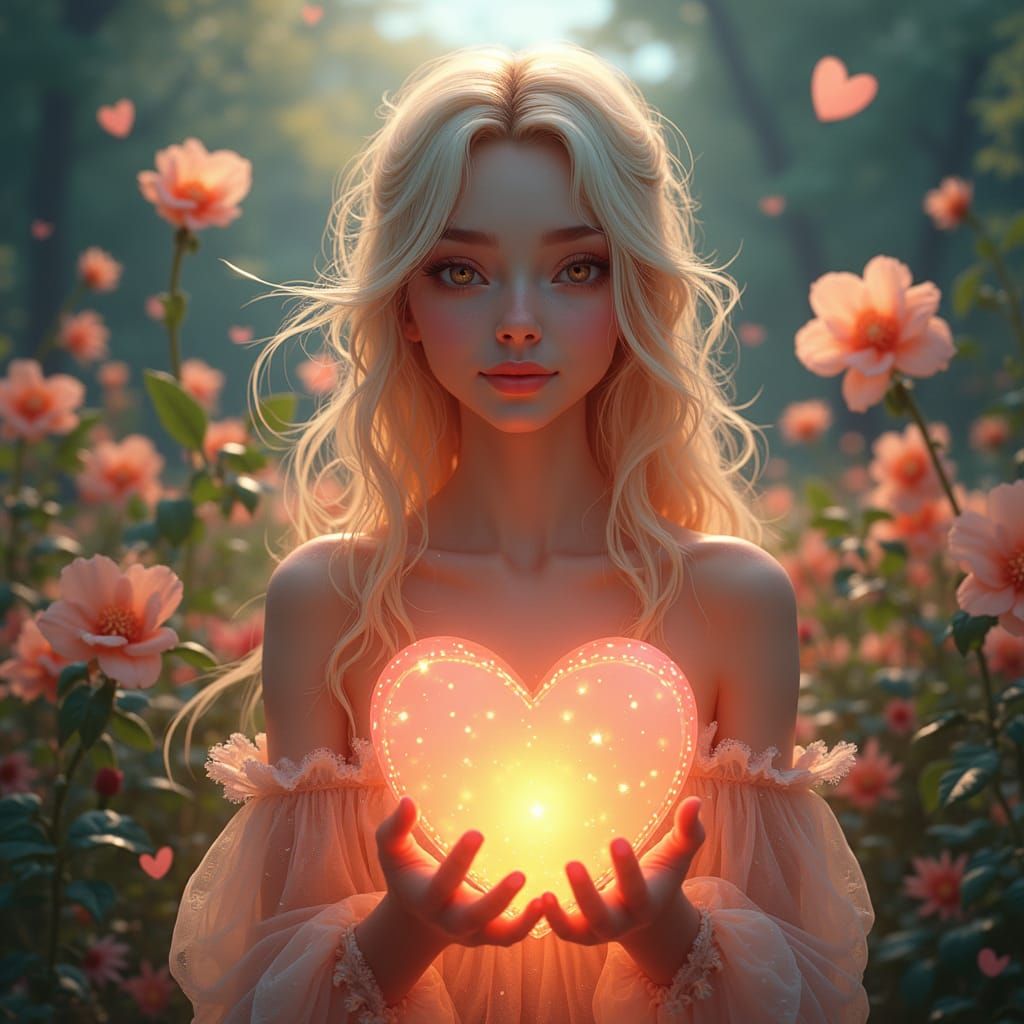 Ethereal Goddess in Vibrant Garden