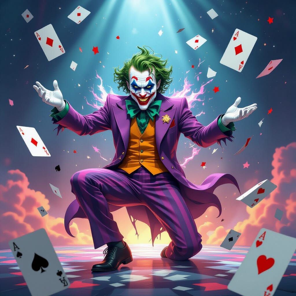 Surreal Joker Jester on Cosmic Stage