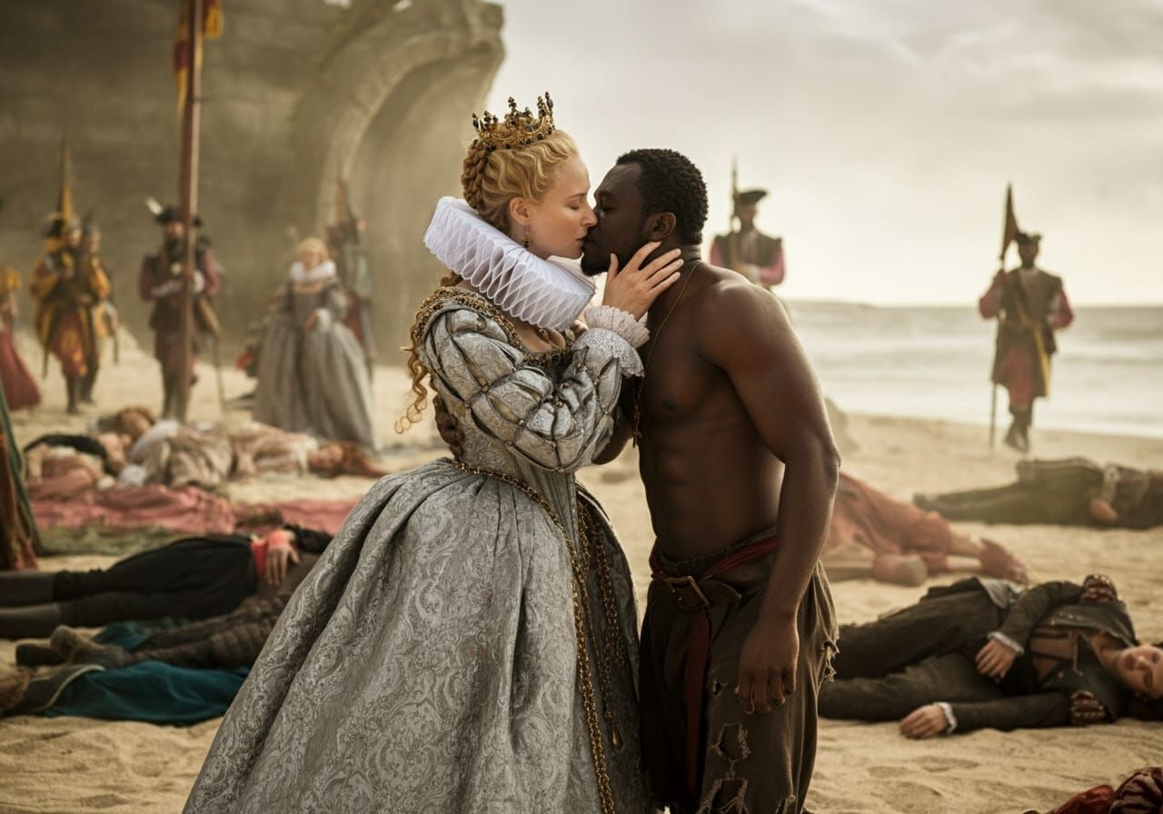 Queen of Spain Kisses Pirate in Renaissance Style