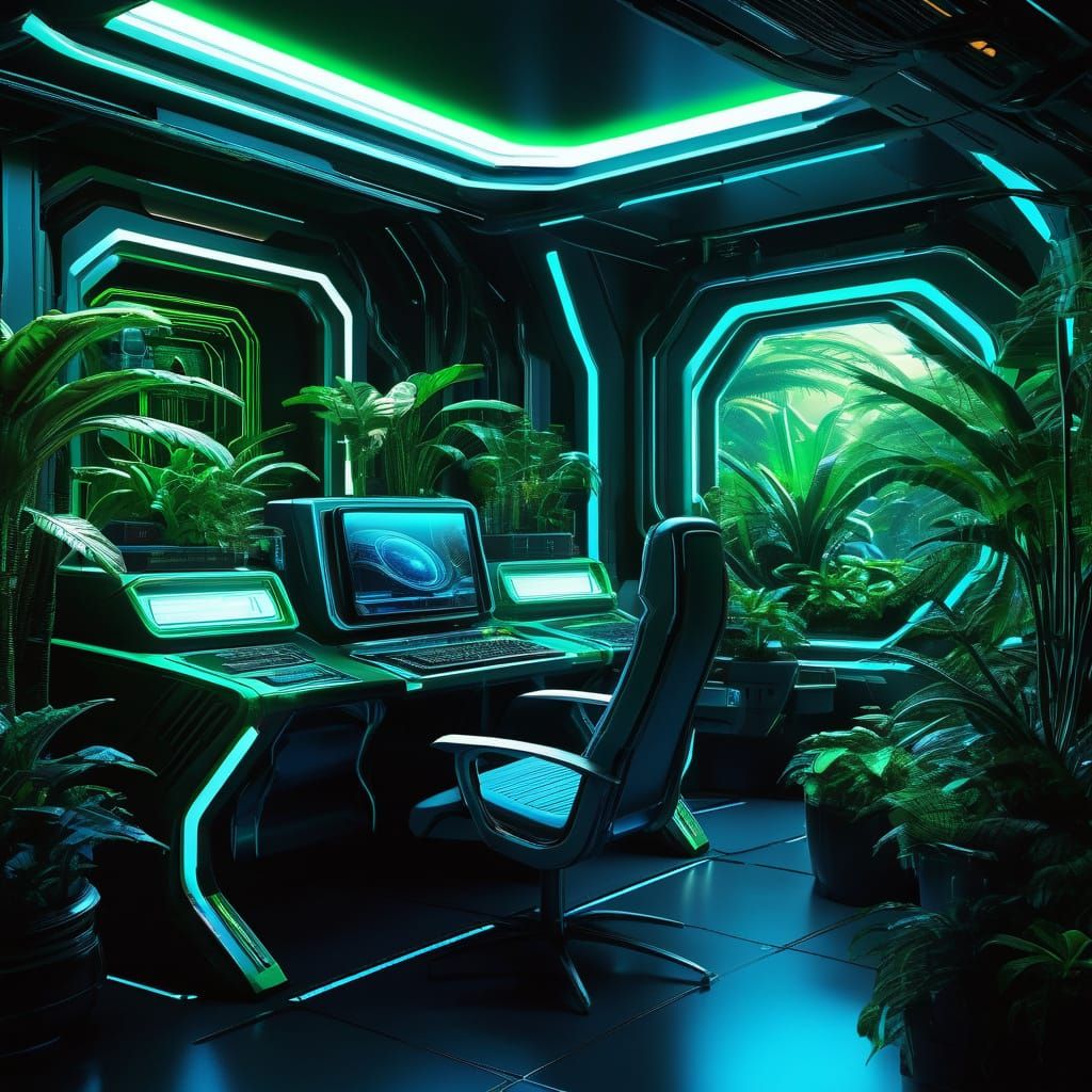 Futuristic Computer Meets Nature in a High-Tech Haven